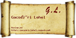 Gacsári Lehel névjegykártya